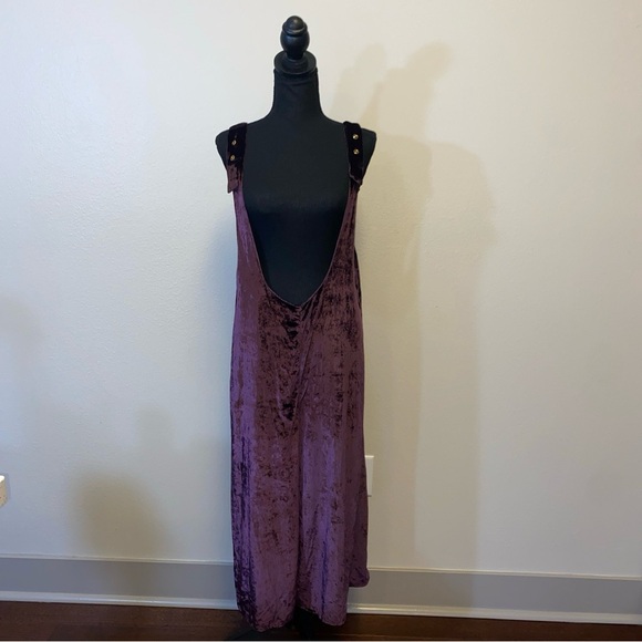 Anthropologie by MAEVE Plum Purple Velvet Overalls Jumpsuit Wide leg Boho Small - Picture 5 of 9